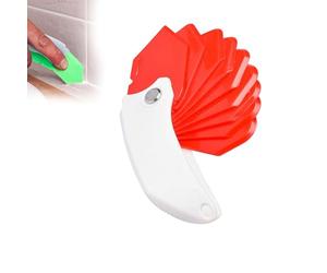 Outil de Calfeutrage 9-en-1 Polyvalent, Spatula, Extracteur et Applicateur de Mastic, Raclette Pliante pour Joints, Finisseur de Mastic pour Salle de Bain, Cuisine,Fenêtres et Portes (Red)