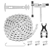 Outil de chaîne de vélo 6/7/8 vitesses 1/2 x 3/32" 116 maillons avec brise-chaîne, testeur de chaîne et pince à chaîne de vélo, 3 paires d'antivols pour chaîne de vitesse, vélo de route, VTT