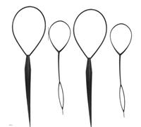 Outil de coiffure en éponge, 4 pièces, boucle plastique, fabricant boucles, chouchou, bandeau torsadé, beignet, chignon, bigoudi, bandeaux(Black2)