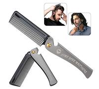 Outil de Coiffure pour Hommes, Poche Rabattable Formant Moustache avec Poignée en acier Inoxydable pour le Lissage des Moustaches et le Coiffage à L'huile(Noir + acier inoxydable)