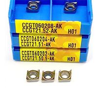 Outil de coupe de tour en carbure de lame en aluminium, CCGT060204 CCGT09T304 CCGT120402 AK H01, insertion CCGT060202 CCGT09T302 CCGT120404, 10 pièces(CCGT 120408-AK H01)