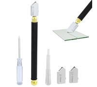 Outil de Coupe Verre, Coupe-Nerre, 5 Pièces Outil Coupe-Verre, Tête de Coupe 2 à 20 mm, Outil de Découpe de Verre, Outil Coupe-Verre à Pointe en Carbure pour Miroir en Verre épais et Mosaïque