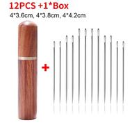 Outil De Couture De Perles À Enfiler En Acier Inoxydable,Trou Latéral,Ennemi,Grossier,Elmain,Auto-Filetage,Ménage,Diy,Bijoux,30/12pcs - Type 12pcs Rosewood Box