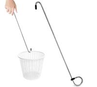 Outil de crochet pour panier de piscine - Outil de levage manuel en acier inoxydable | Crochet pour soulever le couvercle du skimmer Outils pour enlever le filet de calcul de piscine | Accessoires de