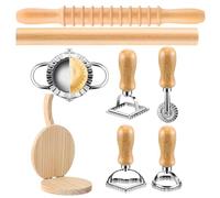 Outil de cuisine pour raviolis en bois, 25 x 10 x 2 cm, moule à pâtisserie, outil de découpe à spaghetti, ensemble de presse à pâte multifonction pour wontons, gâteaux,