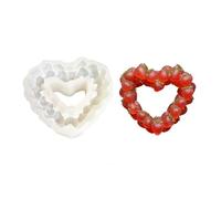 Outil de Cuisson Polyvalent Moule en Silicone Anneaux de Fraise et Conception de Couronne en Forme de Coeur pour Gâteaux Gelées Chocolats Dessert Moule de Couronne de Coeur de Fraise