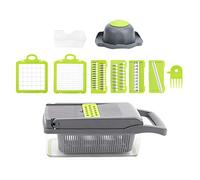 Outil de découpage de pommes de terre manuel Généraire de fruits de légumes Peeler Carrot Grater Dicer Kitchen Gadget avec 7 lames SAFE SAFE Nonskid Base for Home Cuisinage Green