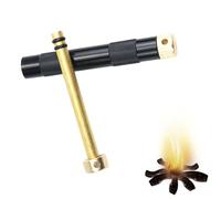 Outil de démarrage d'incendie : tige de compression à piston, kit de survie portable | Pocket Metal Fire Starter avec poignée et tube à soufflet, outil d'allumage par feu