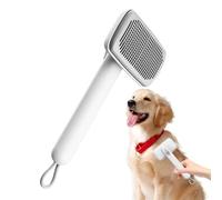 Outil de démêlage à double hauteur réglable - Brosse en acier ABS avec poignée ergonomique à 150 °, épilation à une touche pour chats/chiens, contrôle de hangar pour la maison et les voyages (blanc)