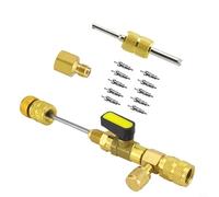 Outil de démontage de noyau de valve double taille avec adaptateur en laiton pour systèmes R12 R22 R404 R407 R410