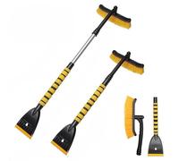 Outil de déneigement extensible, pelle à glace amovible pour voiture avec brosse, lame en caoutchouc pour le nettoyage d'hiver du véhicule (jaune)