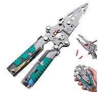 Outil de dénudage multifonctionnel avec testeur de tension, pince à dénuder pliable 21, 6 cm avec coupe-fils et pince à sertir, kit d'outils d'électricien, outil dénudage et coupe-fils él