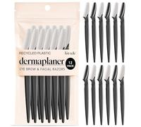Outil de Dermaplaning Kitsch - Rasoir pour le Visage et Tondeuse à Sourcils pour Femmes et Hommes, Épilateur Facial, 12 Pièces (Noir)