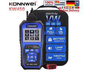 Outil de diagnostic OBD2 haut de gamme KONNWEI KW450 2026 pour VW Audi SEAT SKODA avec fonctions ABS, Airbag, Huile, EPB, DPF, SRS, TPMS, réinitialisation, scanner et fonction VAG COM - Livraison KW45