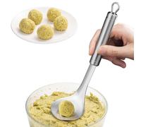 Outil de fabrication de boulettes de viande - Cuillère en acier inoxydable avec trous - Long manche - Gadget de cuisine pour bœuf, poulet, porc, poisson, végétarien
