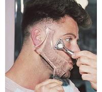 Outil de façonnage de barbe pour homme avec peigne intégré Transparent Modèles de peigne de coiffage pour bouc moustache pattes ligne mâchoire joue/cou Symétrique/courbe/coupe étape (transparent)