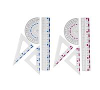 Outil de géométrie multifonctionnel pour étudiants - Ensemble de mathématiques avec règle droite et rapporteur - Équerre pour l'école, le bureau, les enfants - Règles de mesure ergonomiques