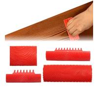 Outil de Grain de Bois en Caoutchouc,Outil de Grain de Bois,Caoutchouc Rouleau Peinture Imitation Bois Grain de Bois,Outil de Grain de Bois de Caoutchouc Grain à Effet Bois pour la Décoration,4 PCS