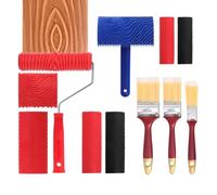 Outil de grain de bois - Lot de 11 pièces en caoutchouc synthétique, bleu, noir, rouge, brosse à effet de structure réaliste, facile à utiliser | Design aspect bois naturel aide pour de beaux projets