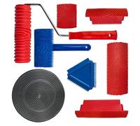 Outil de grainage du bois - Rouleau de texture multifonction de 18 cm, kit en caoutchouc, kit de fabrication de motifs avec peigne triangulaire et outils ronds | Décoration de peinture pour surfaces