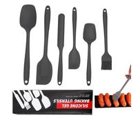 Outil de grattoir en silicone, spatule de four en silicone | Lot de 6 spatules en silicone | Grattoir de cuisine flexible résistant à la chaleur pour cuisiner, mélanger, cuire, servir, mélanger