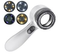 Outil de grossissement portatif 30x Lumière LED réglable en 4 couleurs Batterie rechargeable Conception ergonomique pour l ' authentification détaillée des articles Loupe LED pour une inspection