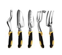 Outil de jardin, truelle à main, râteau, cultivateur, outils de désherbage avec poignée ergonomique, pelouse de jardin, transplantation de terres agricoles, outil de bonsaï de jardinage(5 pcs)