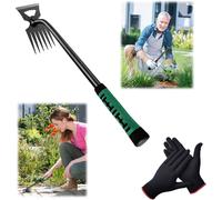 Outil de jardinage-Outil de désherbage manuel-Grattoir à joints avec manche-2 en 1-Pour creuser l'herbe,transplanter,désherber,comprend une paire de gants