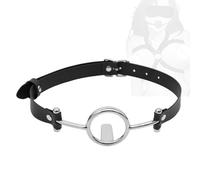Outil de jeu rond ouvert en cuir, accessoires de jeu Cosplay, formation résistante aux rides de la bouche (noir)