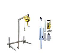 Outil de levage de climatiseur, support de levage d'unité extérieure + treuil manuel, petite grue de levage pliante à balançoire latérale CAIHUA (Color : Folding ordinary+25m winch)