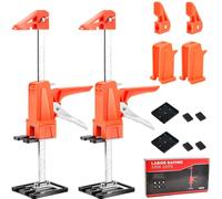 Outil de Levage Professionnel 2 Pièces | Réglage Hauteur Télescopique 39 cm avec Échelle Graduée, Manchons Protecteurs pour Installation Portes/Placards (Système Anti-Fatigue)