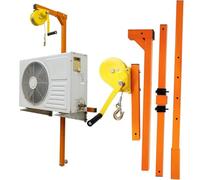 Outil de levage robuste pour installation de climatiseurs - Capacité de 150 kg, palan autobloquant avec système de poulie, solution de levage extérieure durable pour des installations de cli