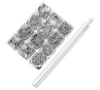 Outil de Marquage du Cuir 12 Constellations, Jeu de Tampons | Alliage de Zinc, Poignée, pour Loisirs Créatifs et Professionnels du Cuir, Finition Argenté