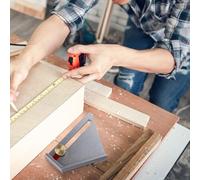 Outil de marquage pour le travail du bois pour configuration de routeur et jauge de scie à table, règle de disposition en alliage d'aluminium avec échelles transparentes, 8,6 x 2,5 x 9,8 cm (gris)