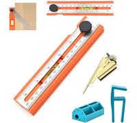 Outil de mesure multifonctionnel - Rapporteur de positionnement réglable avec marquage d'angle de 15 ° à 90 °, règle de profondeur de précision pour le travail du bois, la menuiserie et les projets de