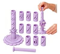 Outil de modelage de fleurs en argile modulaire à faire soi-même | Outil de modelage en argile avec 9 manchons de façonnage empilables et un piston pour créer des motifs,Purple