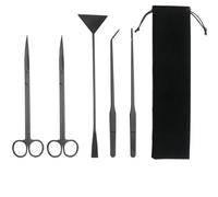 Outil de nettoyage d'aquarium, longue pince à épiler ciseaux, spatule, ensemble de nettoyage pour plantes aquatiques en acier inoxydable pour aquariums (noir) - 5 pièces