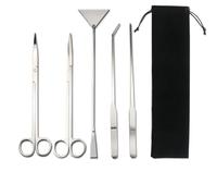 Outil de nettoyage d'aquarium, longue pince à épiler ciseaux, spatule, ensemble de nettoyage pour plantes aquatiques en acier inoxydable pour aquariums (argenté) - 5 pièces