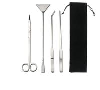 Outil de nettoyage d'aquarium, pince à épiler longue, ciseaux, spatule, ensemble de nettoyage pour plantes aquatiques en acier inoxydable pour aquariums (argenté) - 4 pièces