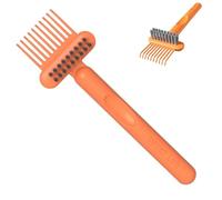 Outil de nettoyage de brosse à cheveux 2 en 1 - Nettoyant pour peigne en plastique avec pic et poils pour enlever la poussière cheveux (orange)