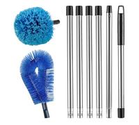 Outil de nettoyage de gouttière - Brosse de nettoyage de toit de 4,8 m, grattoir de vidange extérieur, brosse de gouttière longue portée, élimination des débris de canal de toiture, entretien des