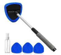 Outil de nettoyage de pare-brise, brosse extensible à tête rotative à 180 ° avec 4 tampons lavables réutilisables, désembuage voiture, nettoyage vitres