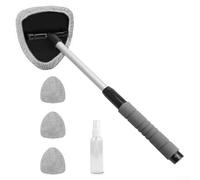 Outil de nettoyage de pare-brise de voiture, kit de nettoyage de fenêtre, outils de nettoyage de pare-brise avec poignée rétractable avec 3 coussinets en microfibre (gris)