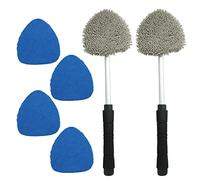 Outil de Nettoyage de Pare-Brise de Voiture, Voiture à l'intérieur de l'outil de nettoyant de fenêtre avec poignée Extensible, Microfibre 4pc et Chenille 2pc, Outil de nettoyant intérieur de