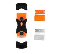 Outil de nettoyage de vitres à double tête orange - Nettoyant de vitres anti-rayures avec 10 pièces métalliques et 10 pièces de rechange en plastique pour four, plaque de cuisson, autocollant et