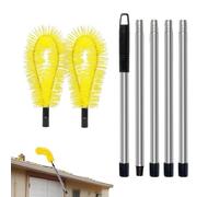 Outil de nettoyage des gouttières : canne de nettoyage de gouttières avec 2 têtes de brosse | Outil de nettoyage des pistes de toit | Outils de nettoyage de piste de toit | Vari