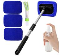 Outil de nettoyage pour pare-brise extensible, rotatif à 180°, vert/bleu | Brosse de lavage de voiture pour intérieur et extérieur, nettoyage automobile, camion, miroir, neige