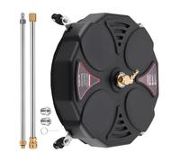 Outil de nettoyage rotatif à 3 roues pour nettoyeur haute pression avec 2 buses de secours et protection de jupe flexible pour allée, terrasse, toit
