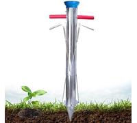 Outil de plantation de bulbes en acier inoxydable, transplanteur de semis avec long manche pour une utilisation facile dans le jardin, le travail et la serre