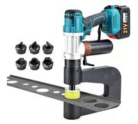 Outil de poinçonnage hydraulique sans fil, poinçonneuse à métaux, avec 6 jeux de matrices en acier allié (16-50 mm), panneaux électriques et travail des métaux.